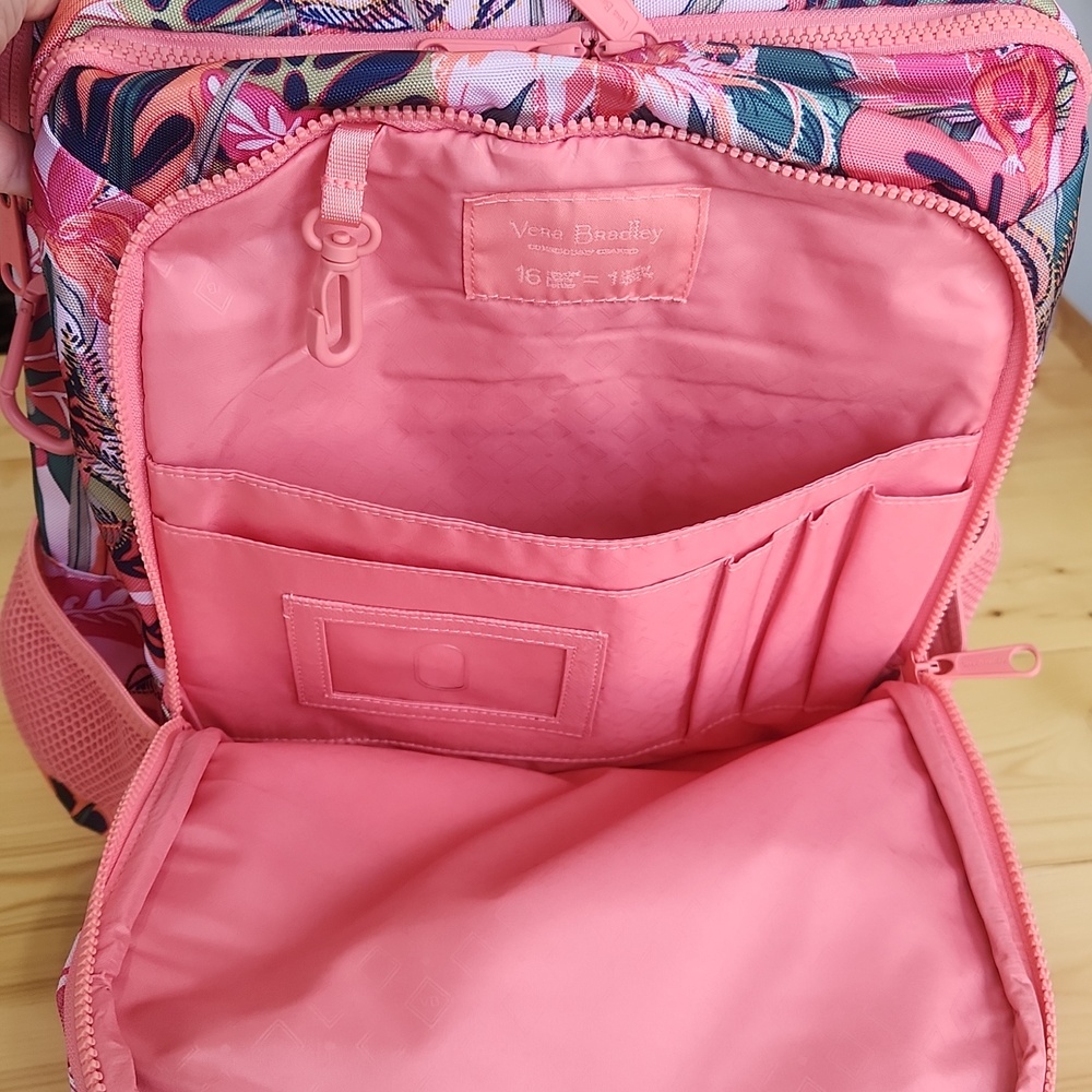 Vera Bradley ReActive XL Backpack in Rain Forest Canopy Coral Print - Picture 15 of 16